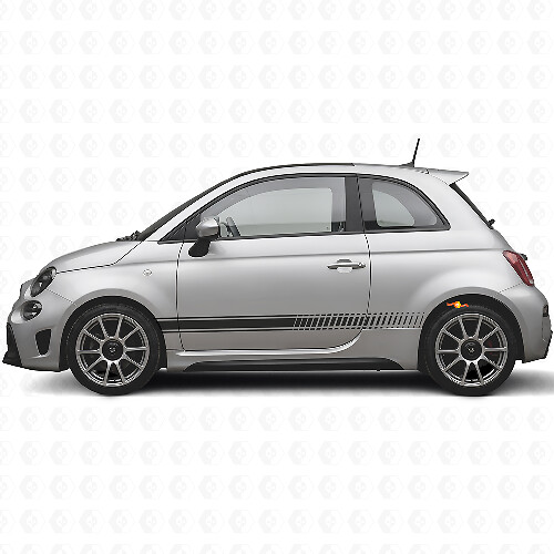 Kit de décalcomanies vinyle bandes latérales de course à damier pour Fiat 500 Abarth 2007+