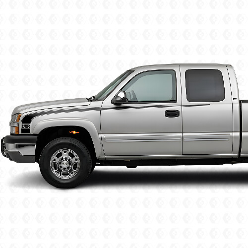 Kit de décalcomanies vinyles à bandes latérales en contour style rétro pour Chevrolet Silverado 2003-06