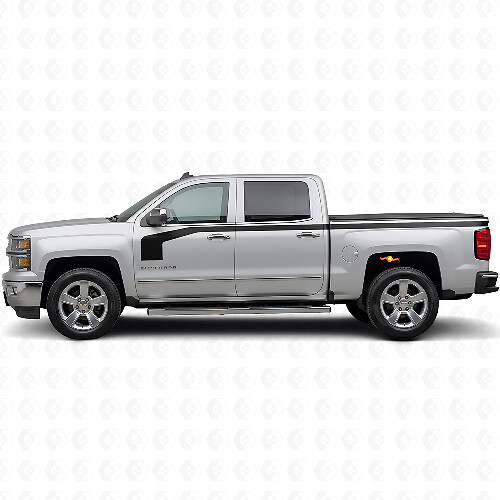 Kit d'autocollants vinyle bande latérale style crosse de hockey pour Chevrolet Silverado 1500 2014+