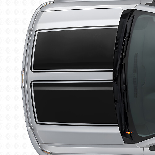 Kit de décalcomanies en vinyle à bandes doubles contour pour capot et hayon Chevrolet Silverado 2014-15_1