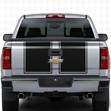 Kit de décalcomanies en vinyle à bandes doubles contour pour capot et hayon Chevrolet Silverado 2014-15_2