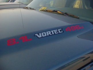 8.1L Vortec 496ci autocollants de capot tricolores : Convient aux camions Chevrolet Silverado GMC Sierra Avalanche