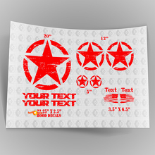 Kit de décalcomanies étoiles en détresse militaires de style Jeep Wrangler Oscar Mike + autocollants de capot
 3