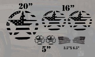 Kit de décalcomanies de base de drapeau étoile en détresse militaire Jeep Wrangler 7