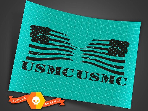 Jeep Wrangler noir militaire USMC drapeau américain inversé set charge en détresse