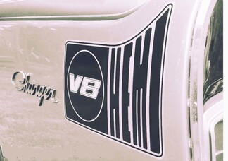 Autocollant Hemi v8 Conception de panneau de quart vintage Le Chrysler Valiant Charger Ram Mopar Hellcat Cuda Srt8
