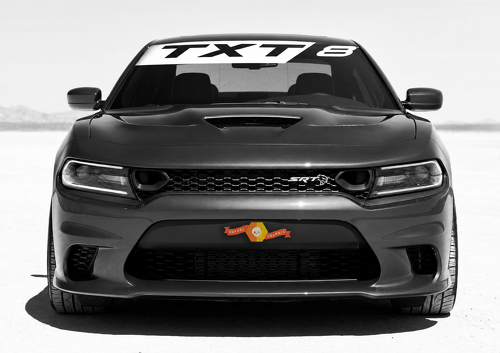 TXT8 Diagonal Banner Pare-brise Autocollant vinyle pour Dodge Charger Hellcat