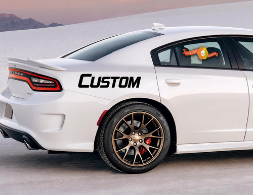 CUSTOM Italic Wordmark Pair Latéral Aile arrière Autocollant vinyle pour Dodge Charger Hellcat