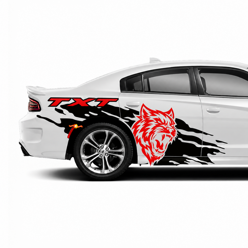 TXT Custom Cat Head Splash Pair Latéral Aile arrière Autocollant vinyle pour Dodge Charger SRT, Hellcat