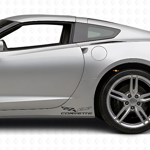 Kit de décalcomanie en vinyle pour bas de caisse avec logo drapeau Corvette pour Chevy Corvette Z06 C6-7 2005-18