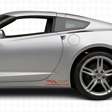Kit de décalcomanie en vinyle pour bas de caisse avec logo drapeau Corvette pour Chevy Corvette Z06 C6-7 2005-18_4