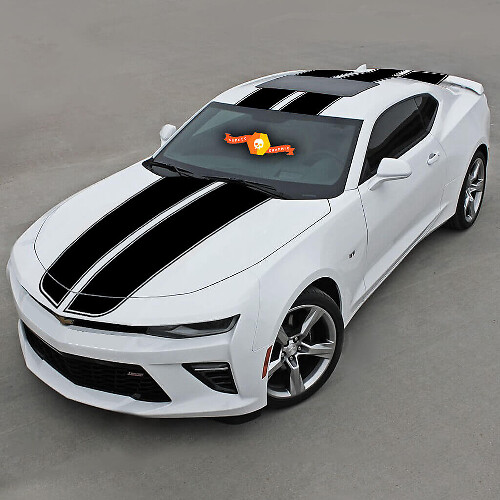 Kit d'autocollants vinyle supérieur à bandes de course doubles pour Chevrolet Camaro 2016-18