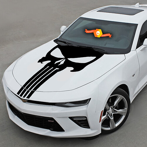 Chevrolet Camaro 2016-2018 Punisher Style Crâne Capot Autocollant Bande Décalcomanie
