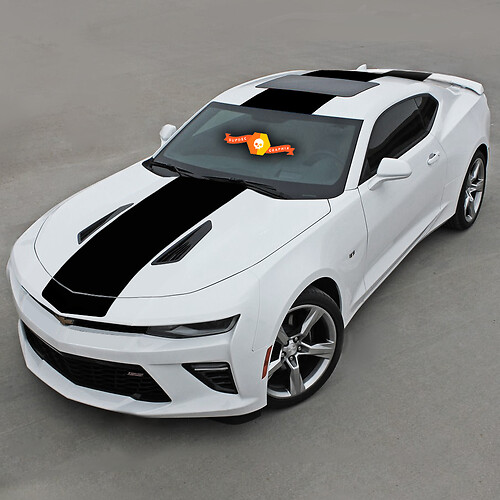 Chevrolet Camaro 2016-2018 sur le capot, le toit et l'arrière à rayures supérieures

