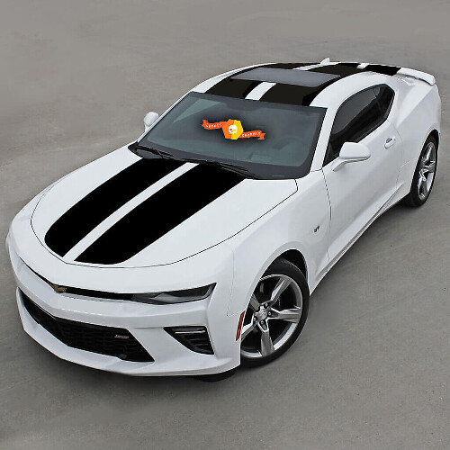 Chevrolet Camaro 2016 - 2018 sur le dessus de course double rayures en vinyle
