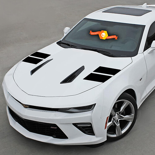 Chevrolet Camaro 2016-2018 Bandes latérales en vinyle avec hachage de capot
