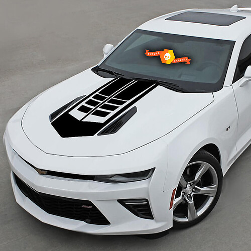 Autocollant Vinyle Capot Rayures Style Techno pour Chevrolet Camaro 2016-2018