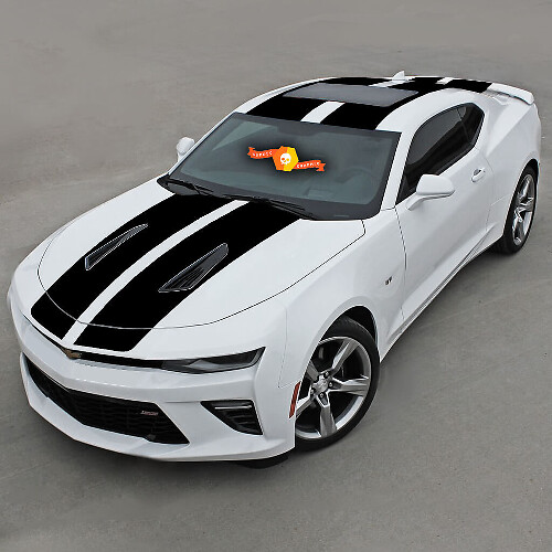 Autocollant vinyle à double rayures pour capot, toit et coffre pour Chevrolet Camaro SS 2016-2018