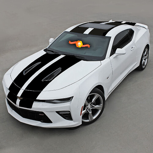 Kit complet d’autocollants en vinyle à double bande de course pour Chevrolet Camaro SS 2016-2018