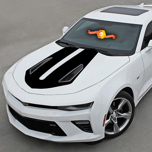 Chevrolet Camaro 2016-2018 -ss- Autocollant d'accent de capot en vinyle à rayures
