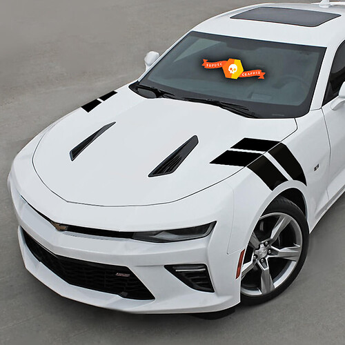 Autocollant en vinyle à bandes de course jumelées pour capot et aile pour Chevrolet Camaro 2010-2018