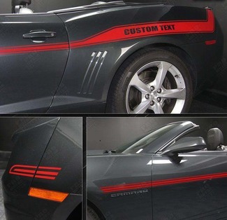 Racing Sport Custom Text Stripe Pair — Autocollant vinyle (côté) pour Chevrolet Camaro 2010-2015