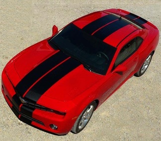 Pace Style Twin Rally Stripe Kit — Autocollant vinyle (capot, toit, coffre, pare-chocs arrière, pare-chocs avant) pour Chevrolet Camaro 2010-2015