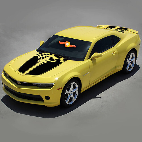 Autocollant en vinyle rayures de course damier pour capot et coffre Chevrolet Camaro 2010-2015