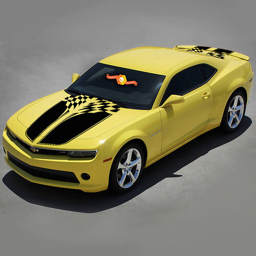 Autocollant vinyle à rayures damier pour capot et coffre Chevrolet Camaro 2010-2015