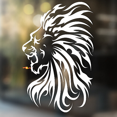 Autocollant mural en vinyle Lion pour fenêtre et salle de bains, autocollant amovible #2
