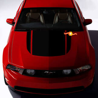 Autocollant occultant pour capot avec bandes latérales adaptées à la Ford Mustang 2005-2024
