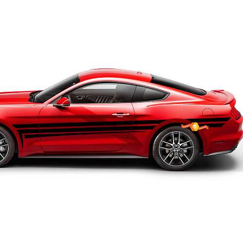 Ford Mustang 2005-2024 Portes latérales Triple Stripes Accent Autocollants Autocollants

