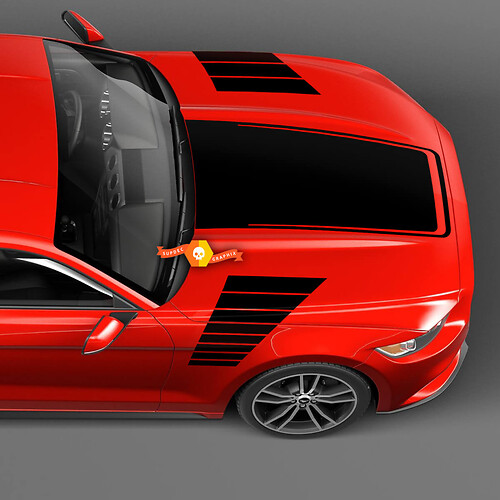 Bandes stroboscopiques latérales et de capot pour Ford Mustang
