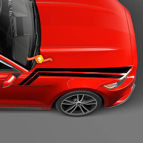 Autocollant de capot à rayures Thunderbolt latérales pour Ford Mustang
