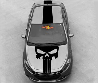 Dodge Dart 2013-2020 Punisher Style Skull Capuche et bandes supérieures