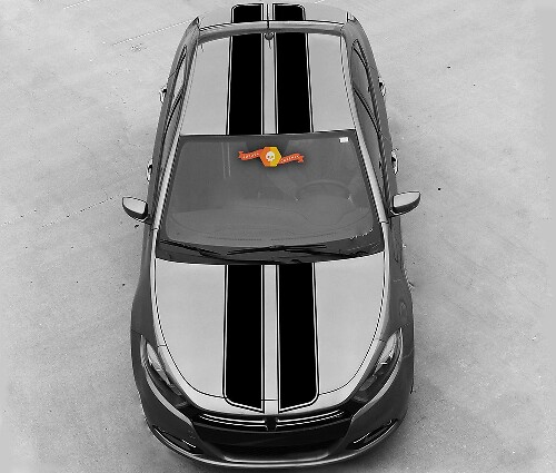 Kit d'autocollants vinyle à double contour en bandes pour le dessus pour Dodge Dart 2013-20