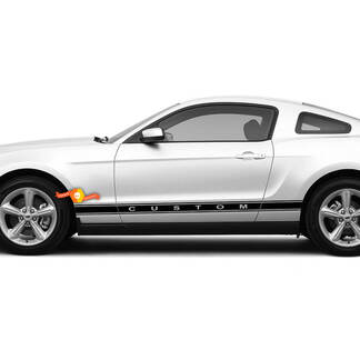 Ford Mustang Rocker Panel Texte personnalisé pour les modèles 2005 - 2024 Années Autocollants Autocollants Rayures 2
