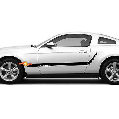 Bandes d'accent latérales de porte inférieure avec texte personnalisé pour Ford Mustang
