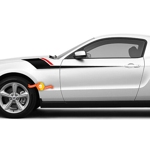 Autocollants à bandes latérales de garde-boue avec bandes rouges, pour Ford Mustang 2005 – 2024
