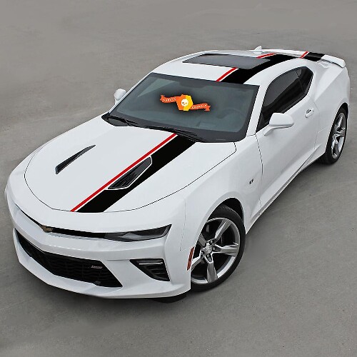CHEVROLET CAMARO 2016-2018 TOP OFFSET Vinyl STRIPES CAPOT, TOIT et ARRIÈRE
