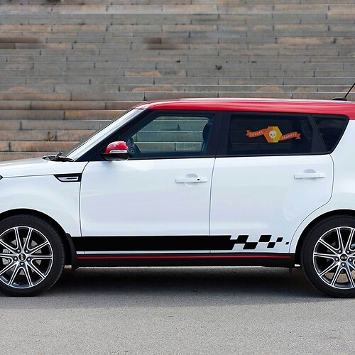 2x autocollants graphiques à rayures latérales autocollants de course adaptés à Kia Soul
