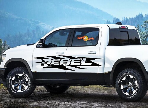 Kit de décalcomanies latérales Rebel Side en vinyle pour Dodge Ram 1500 2500 3500