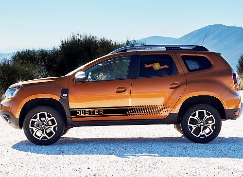 Kit d'autocollants en vinyle à bandes latérales à damier de marque pour Renault Dacia Duster 2010-18