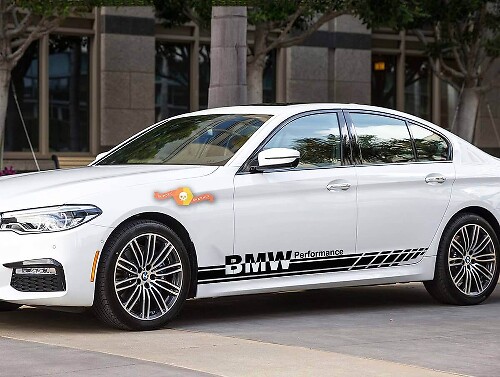 Set d'autocollants vinyle bandes latérales style BMW Performance pour BMW