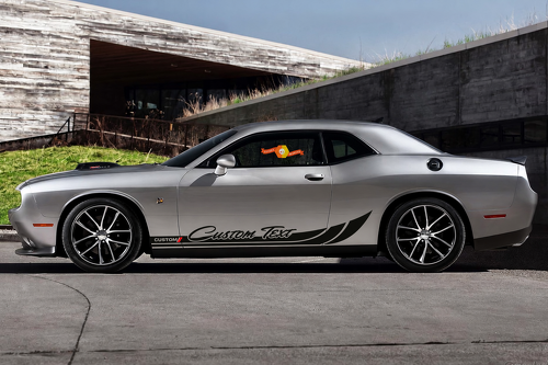 CUSTOM CUSTOM TEXT Two Colour Racing Stripes — Autocollant en vinyle (latéral) pour Dodge Challenger