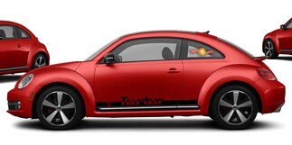 Volkswagen Beetle Turbo 2x bandes latérales vinyle corps décalcomanies autocollant emblème logo
