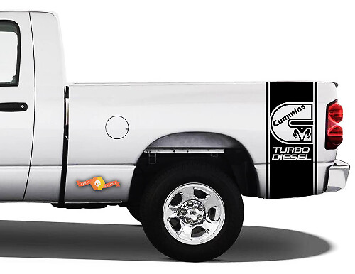 Autocollant Vinyle Bandes Latérales Cummins Turbo Diesel pour Camion Dodge Ram
