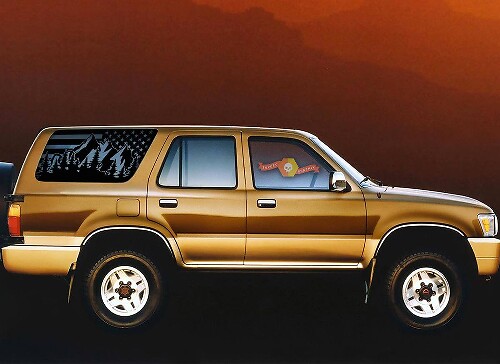 Décalcomanie en vinyle pour lunette arrière avec drapeau américain Mountain Style pour Toyota 4Runner 1990-1995