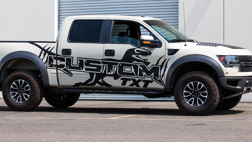 SVT CUSTOM TXT Dinosaur Paint Splash — Autocollant en vinyle (latéral) pour Ford F-150 Raptor 2010-2014