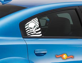 2 Dodge Charger fenêtre drapeau américain Punisher vinyle pare-brise autocollant graphique autocollants
